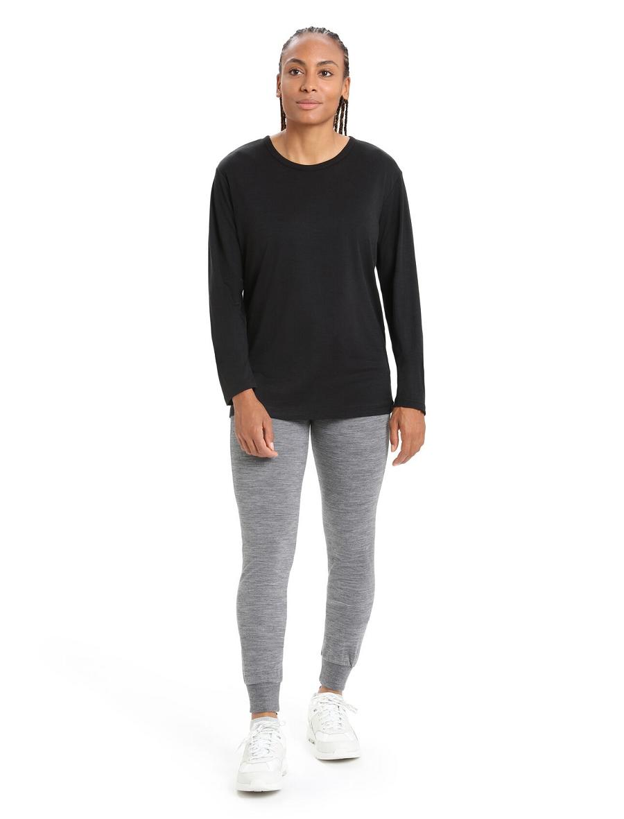 Long Sleeve Icebreaker Merino Granary T-Shirt Damskie Czarne | PL 1308ILHS